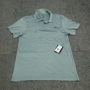 RVCA Polo Shirt Mens Small Light Blue New VA Performance Short Sleeve UPF Logo